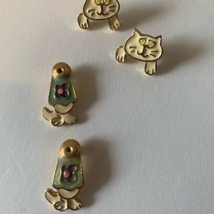Vintage cat earrings signed aim